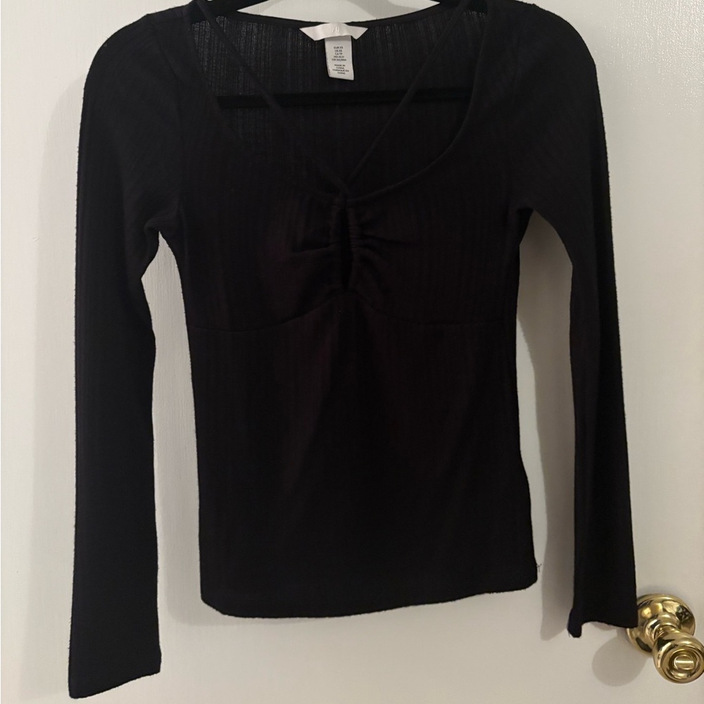 H&M Black Fitted Long Sleeve Top